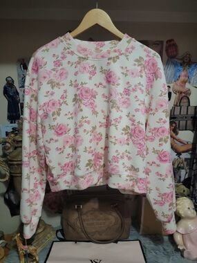 Altar'd State AS Revival Pink Floral Sweatshirt Modal Blend Small